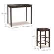 Linon Tifton Three Piece Wood Tavern Dining Set Backless Stools in Espresso