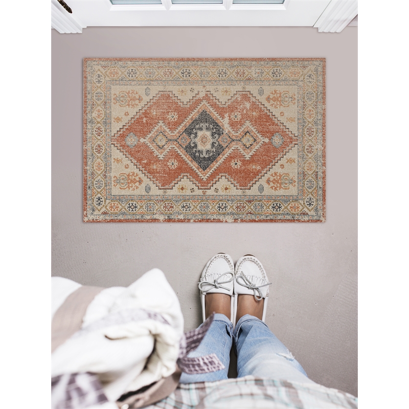 Linon Great Zero Lofton Machine Made Polyester 2'x3' Rug in Ivory