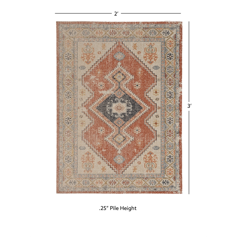 Linon Great Zero Lofton Machine Made Polyester 2'x3' Rug in Ivory