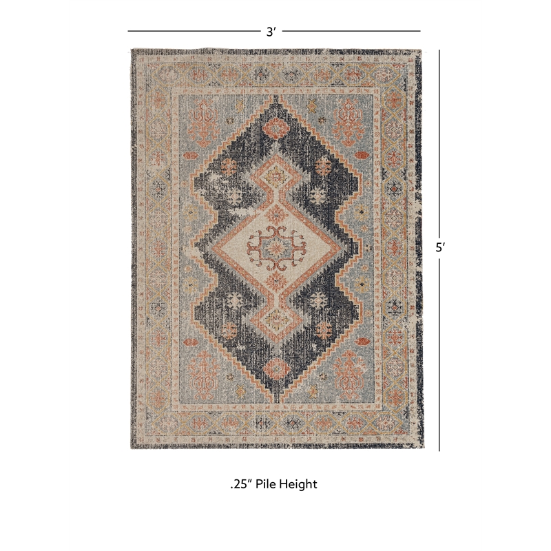 Linon Great Zero Harlon Machine Made Polyester 3'x5' Rug in Ivory