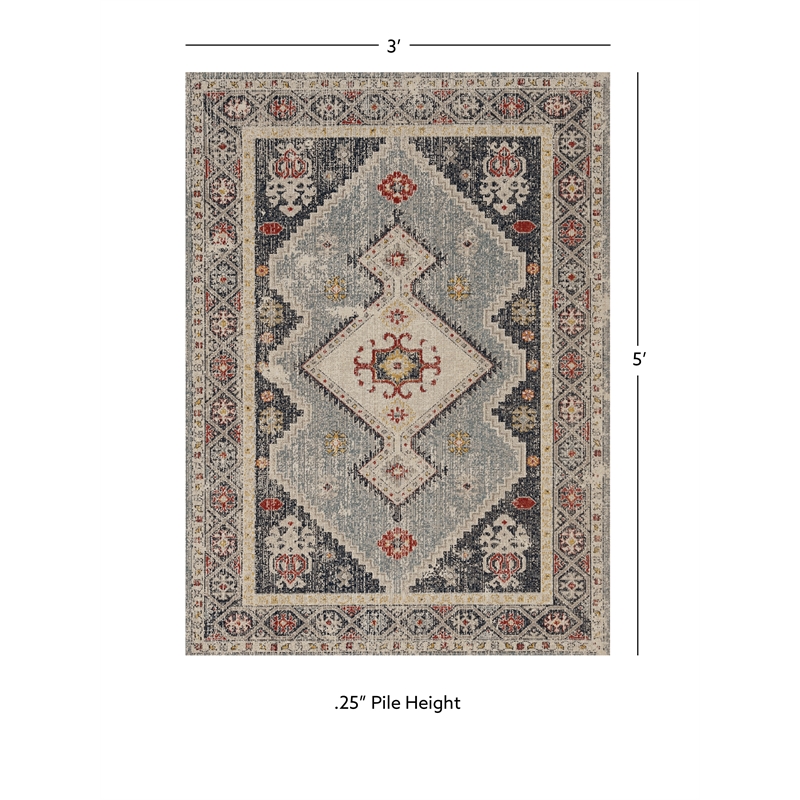Linon Great Zero Marle Machine Made Polyester 3'x5' Rug in Ivory