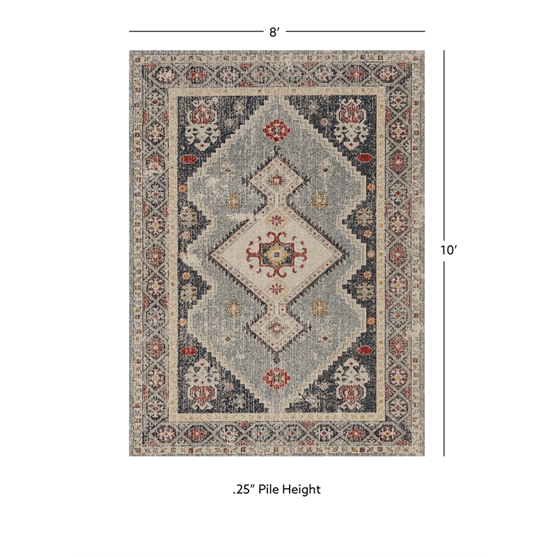 Linon Great Zero Marle Machine Made Polyester 8'x10' Rug in Ivory