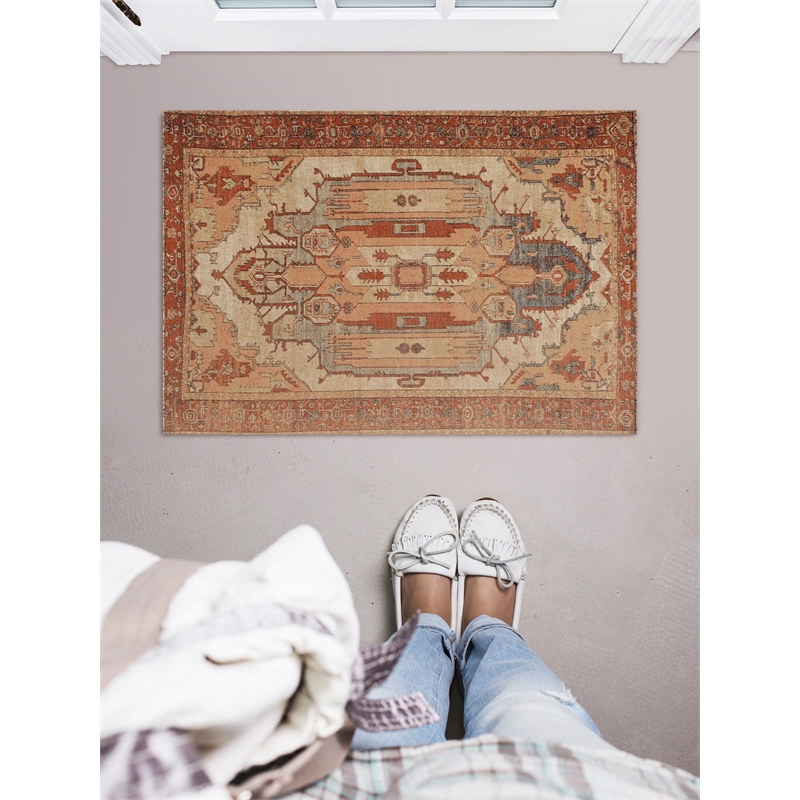 Linon Great Zero Garron Machine Made Polyester 2'x3' Rug in Ivory