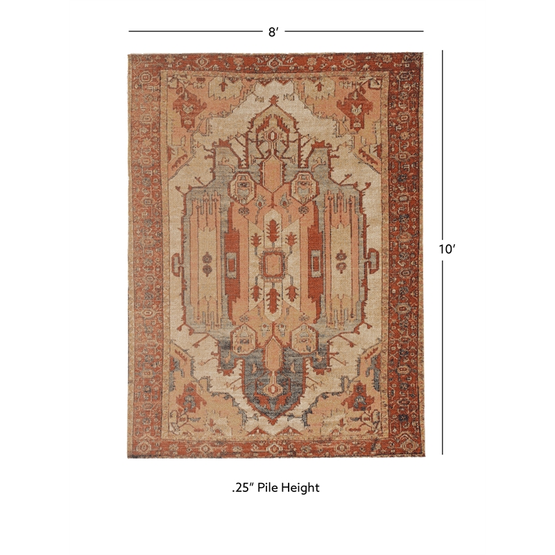 Linon Great Zero Garron Machine Made Polyester 8'x10' Rug in Ivory