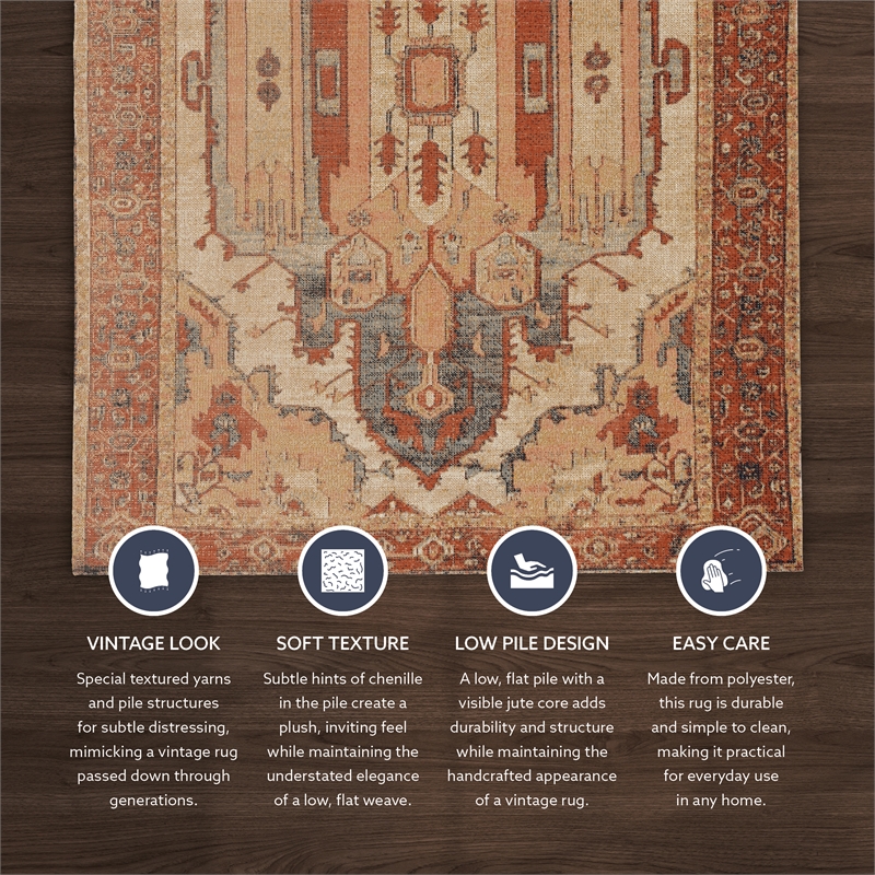 Linon Great Zero Garron Machine Made Polyester 8'x10' Rug in Ivory