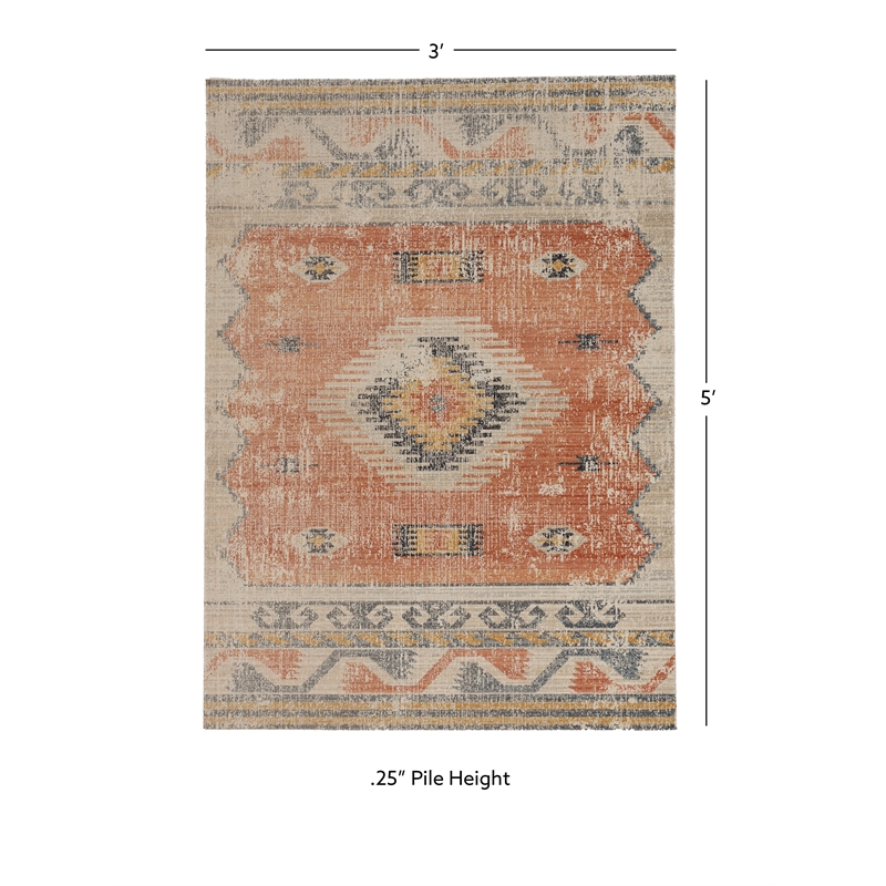 Linon Great Zero Barlow Machine Made Polyester 3'x5' Rug in Ivory