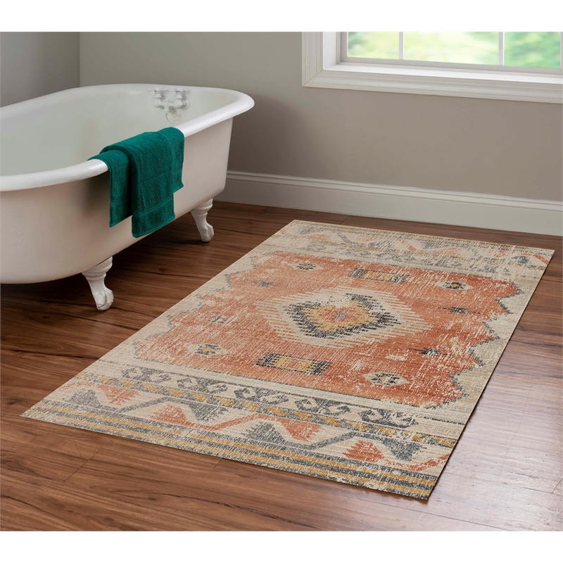 Linon Great Zero Barlow Machine Made Polyester 3'x5' Rug in Ivory