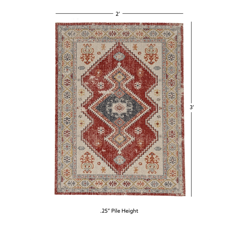 Linon Great Zero Koble Machine Made Polyester 2'x3' Rug in Ivory