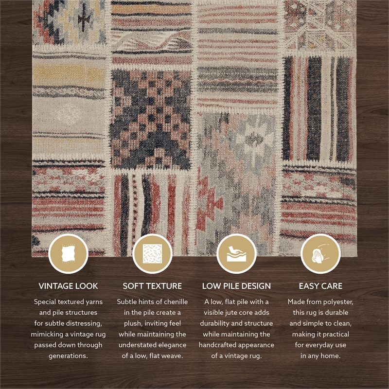 Linon Great Zero Giles Machine Made Polyester 3'x5' Rug in Ivory