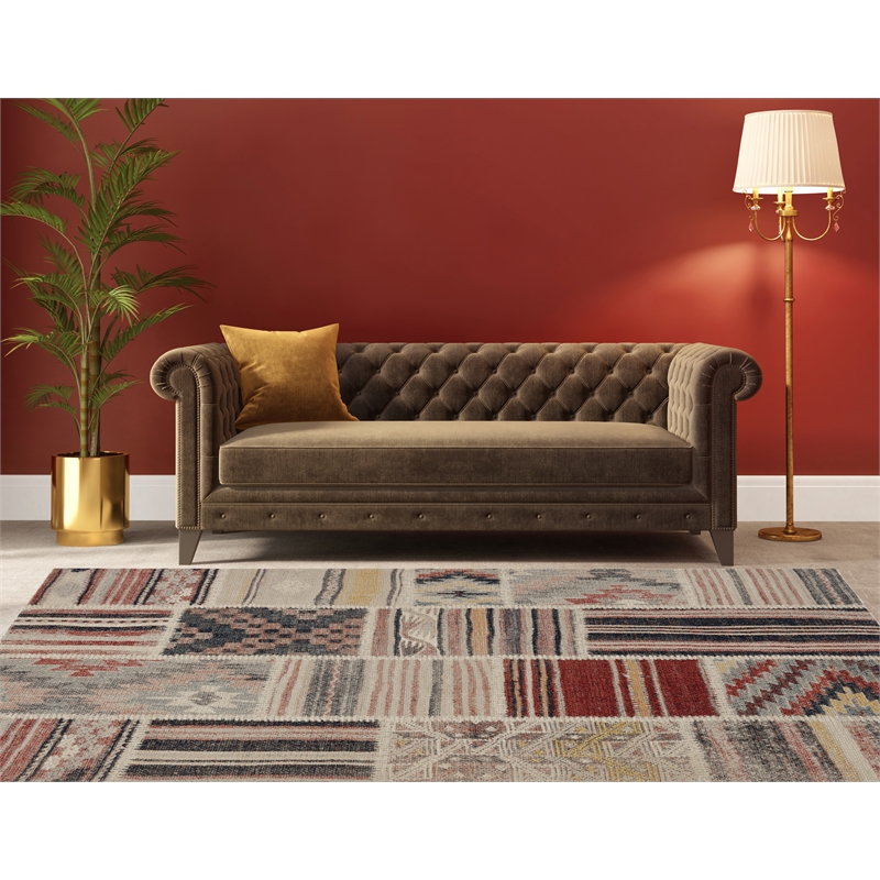 Linon Great Zero Giles Machine Made Polyester 8'x10' Rug in Ivory