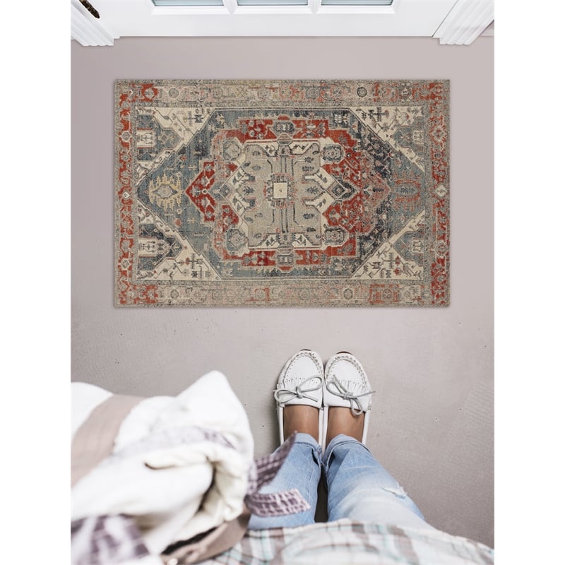 Linon Great Zero Anlow Machine Made Polyester 2'x3' Rug in Ivory
