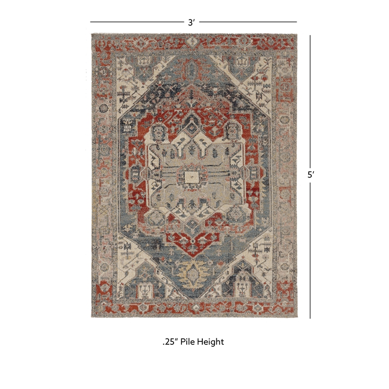 Linon Great Zero Anlow Machine Made Polyester 3'x5' Rug in Ivory