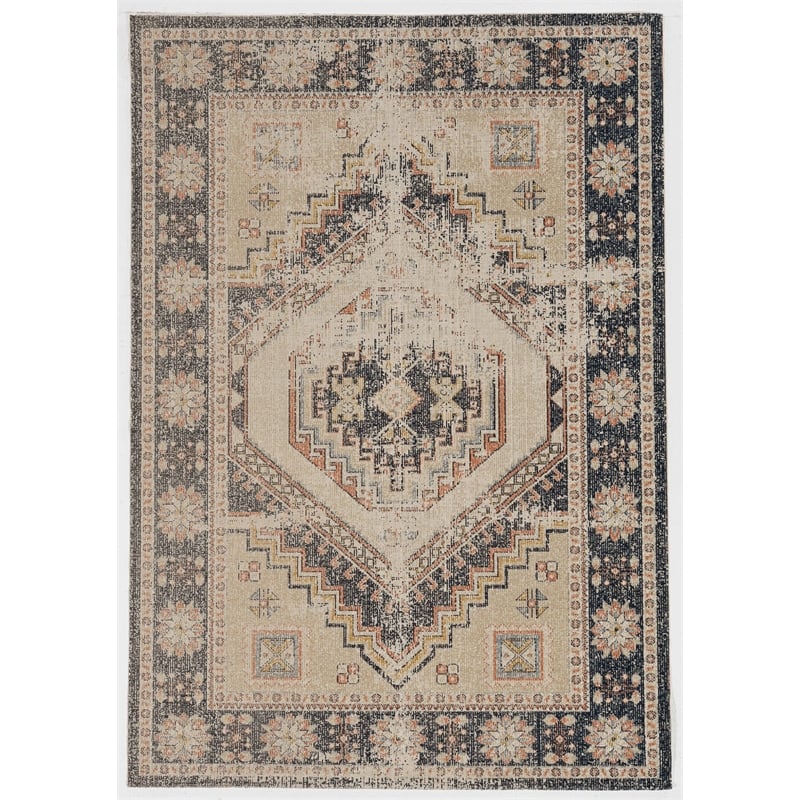 Linon Great Zero Stiles Machine Made Polyester 3'x5' Rug in Ivory