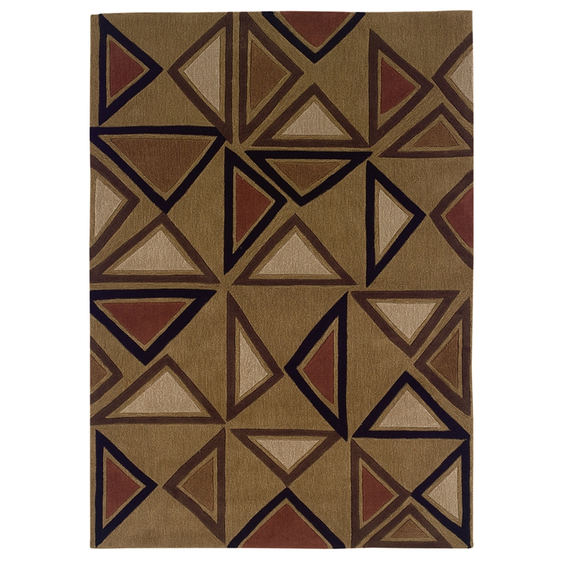 Linon Trio Garlin Hand Tufted Polyester 8'x10' Rug in Camel Brown