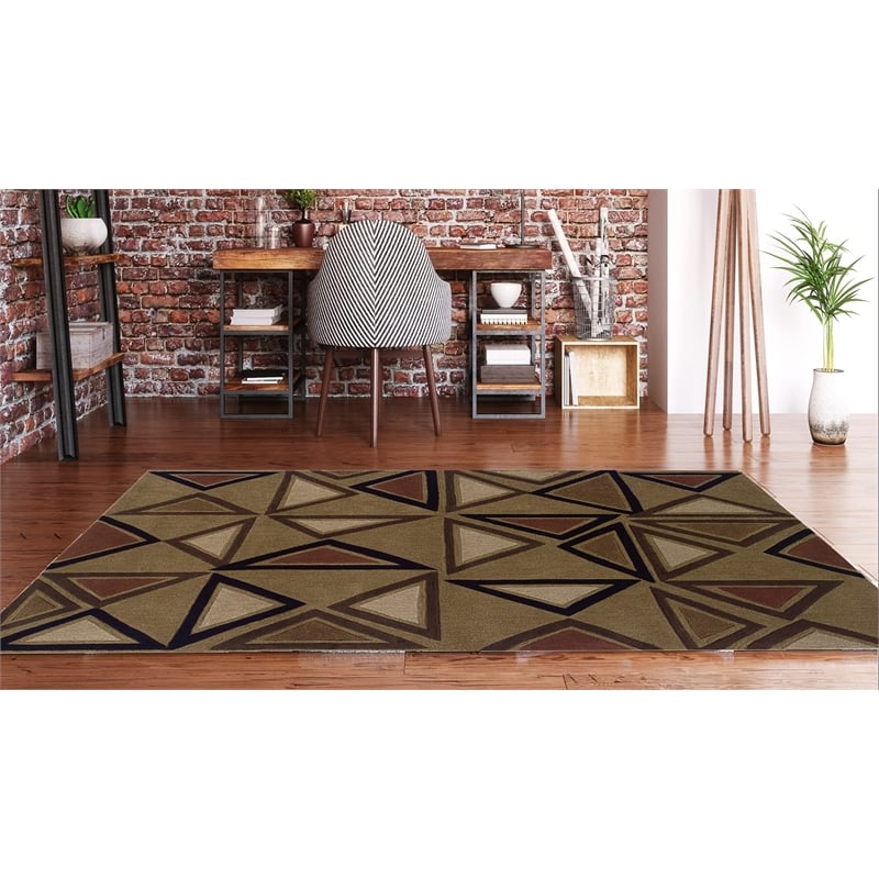 Linon Trio Garlin Hand Tufted Polyester 8'x10' Rug in Camel Brown