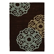 Linon Trio Medallion Hand Tufted Polyester 5'x7' Rug in Chocolate Brown