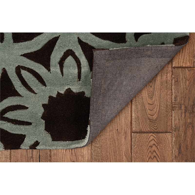 Linon Trio Medallion Hand Tufted Polyester 8'x10' Rug in Chocolate Brown