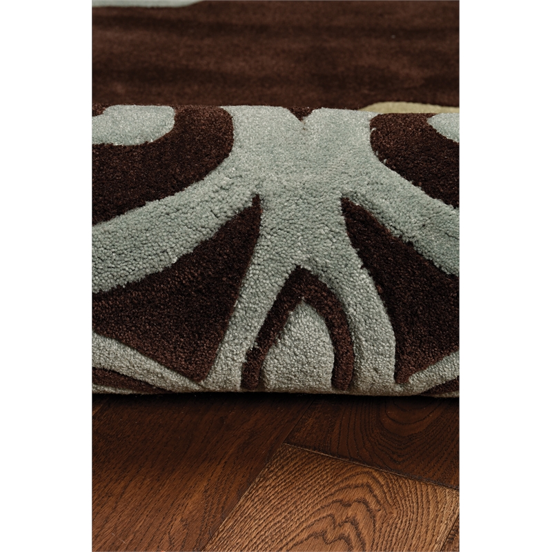 Linon Trio Medallion Hand Tufted Polyester 8'x10' Rug in Chocolate Brown