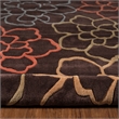 Linon Trio Open Flowers Hand Tufted Polyester 5'x7' Rug in Chocolate Brown