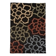 Linon Trio Open Flowers Hand Tufted Polyester 5'x7' Rug in Chocolate Brown