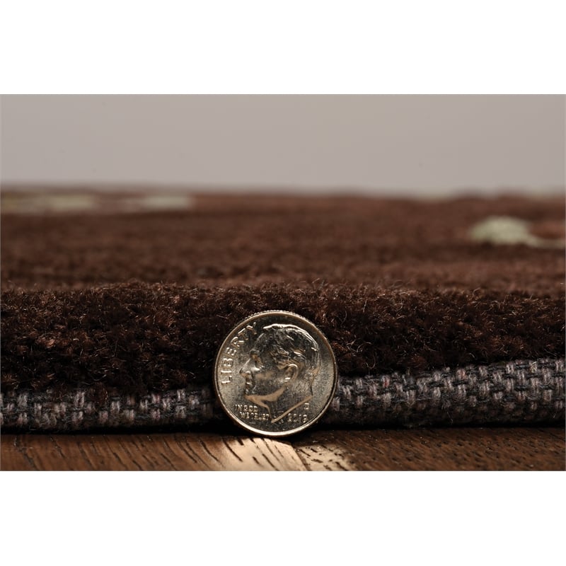 Linon Trio Brinlee Hand Tufted Polyester 5'x7' Rug in Chocolate Brown