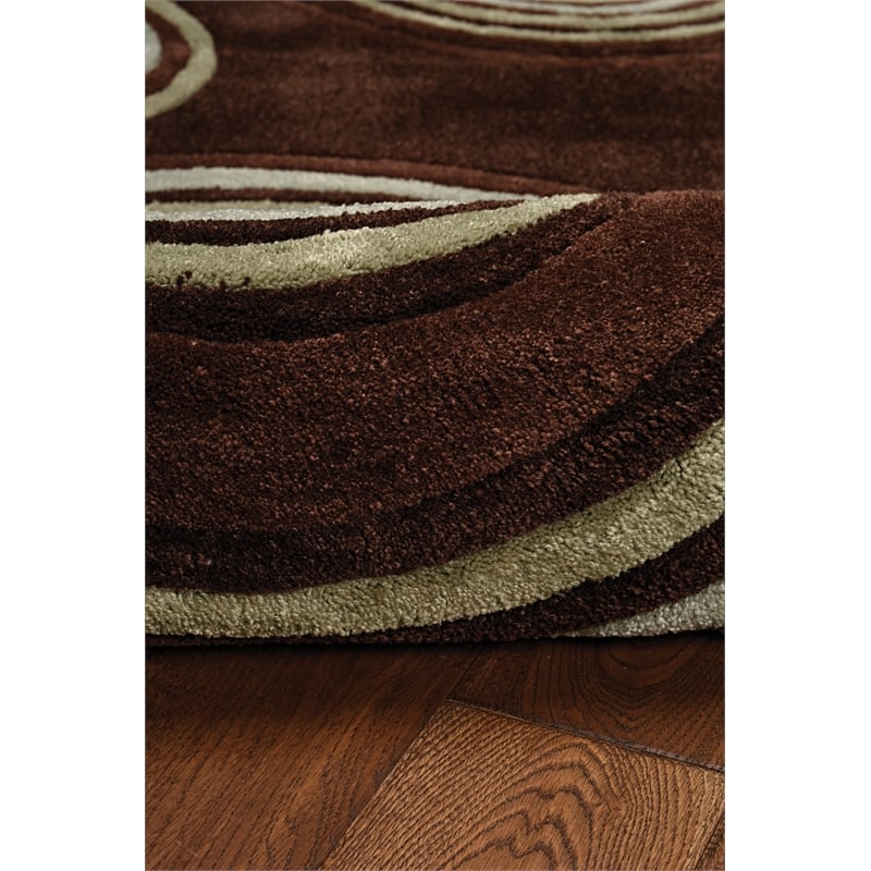 Linon Trio Brinlee Hand Tufted Polyester 5'x7' Rug in Chocolate Brown