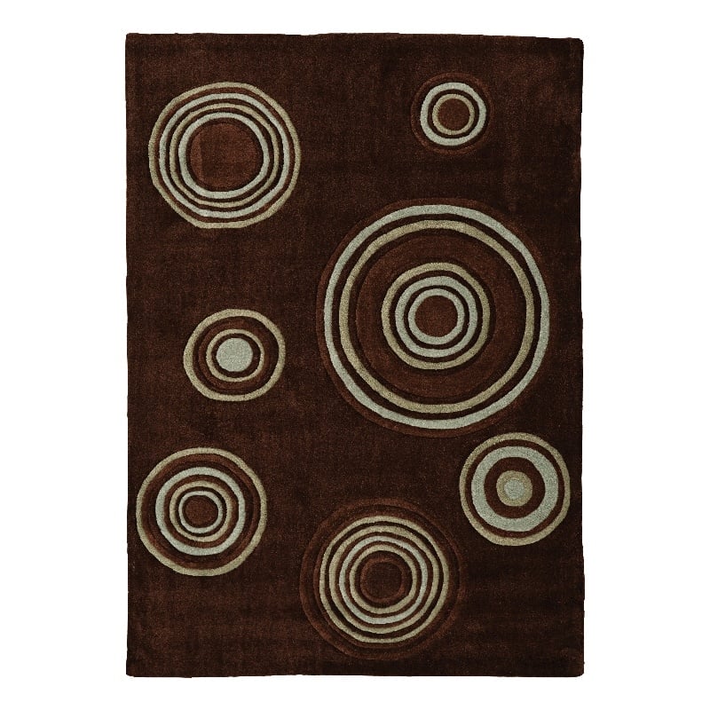 Linon Trio Brinlee Hand Tufted Polyester 5'x7' Rug in Chocolate Brown