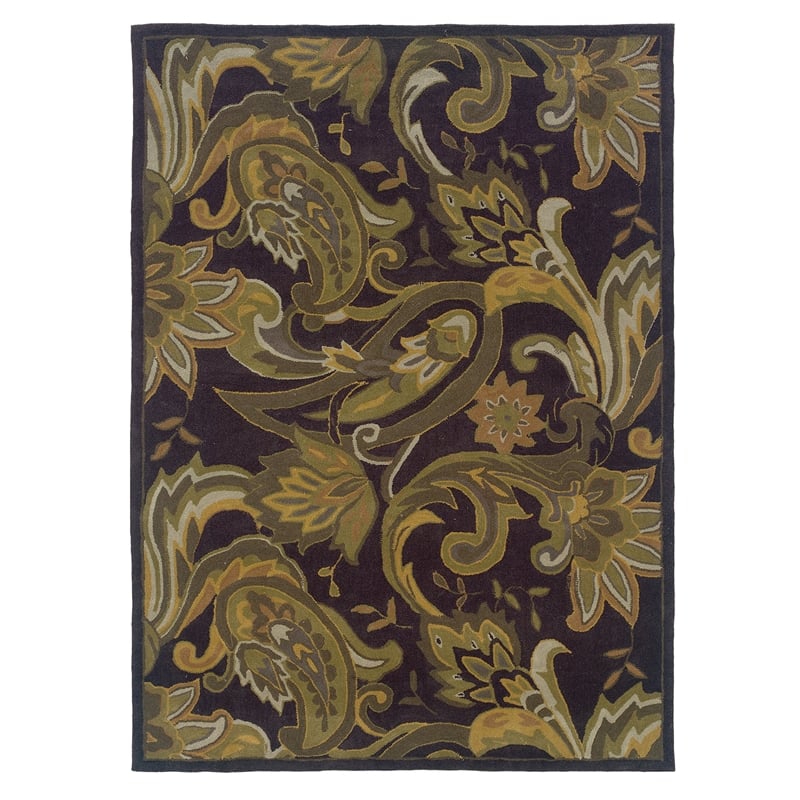 Linon Trio Lahour Hand Tufted Polyester 5'x7' Area Rug in Purple