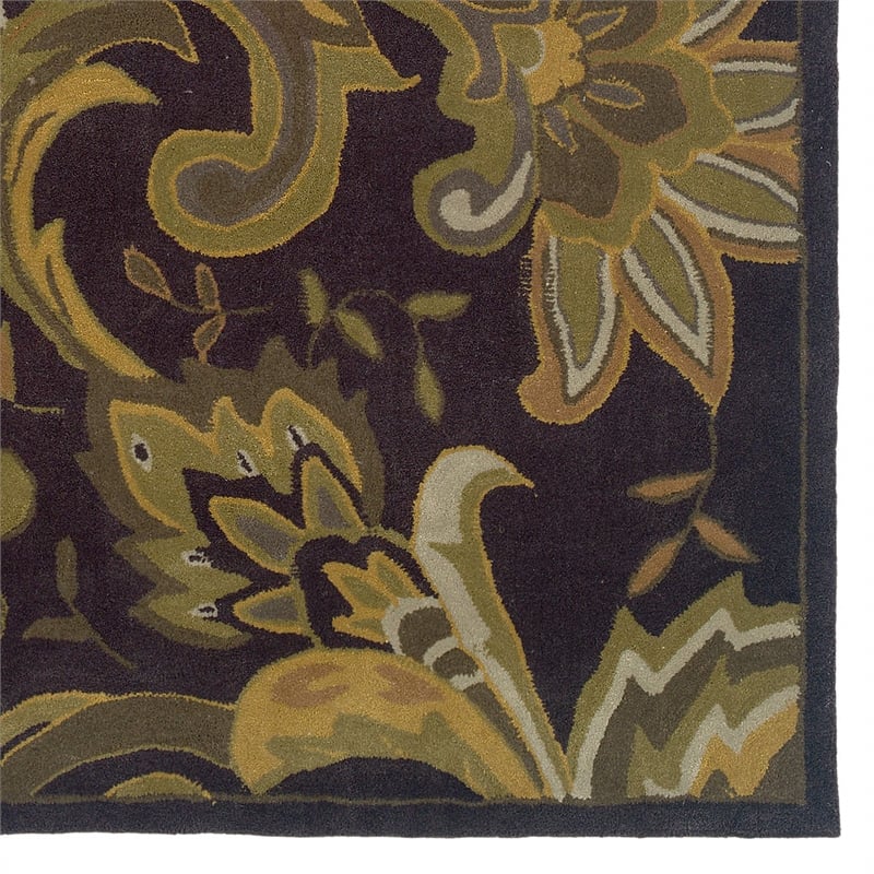 Linon Trio Lahour Hand Tufted Polyester 5'x7' Area Rug in Purple