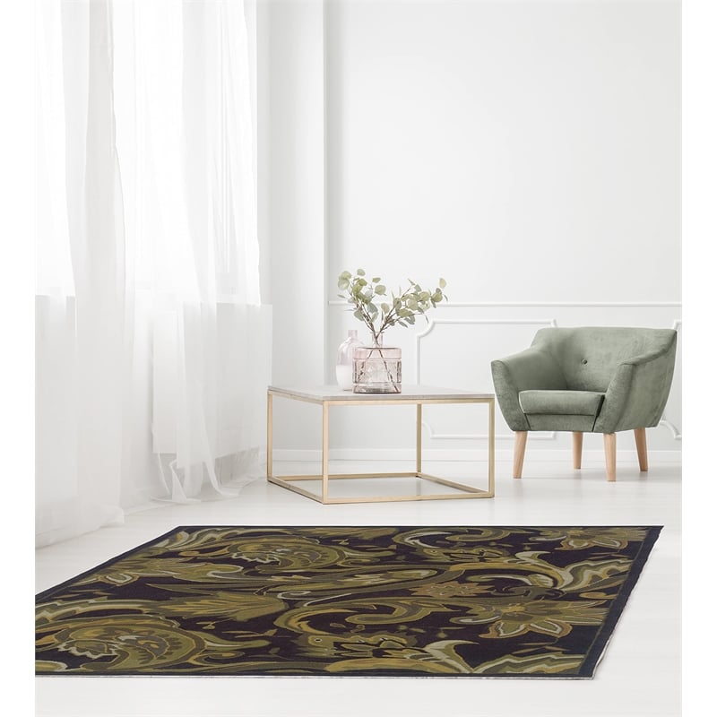 Linon Trio Lahour Hand Tufted Polyester 5'x7' Area Rug in Purple
