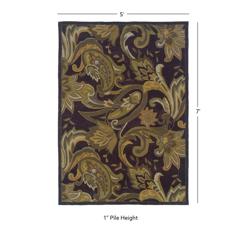 Linon Trio Lahour Hand Tufted Polyester 5'x7' Area Rug in Purple
