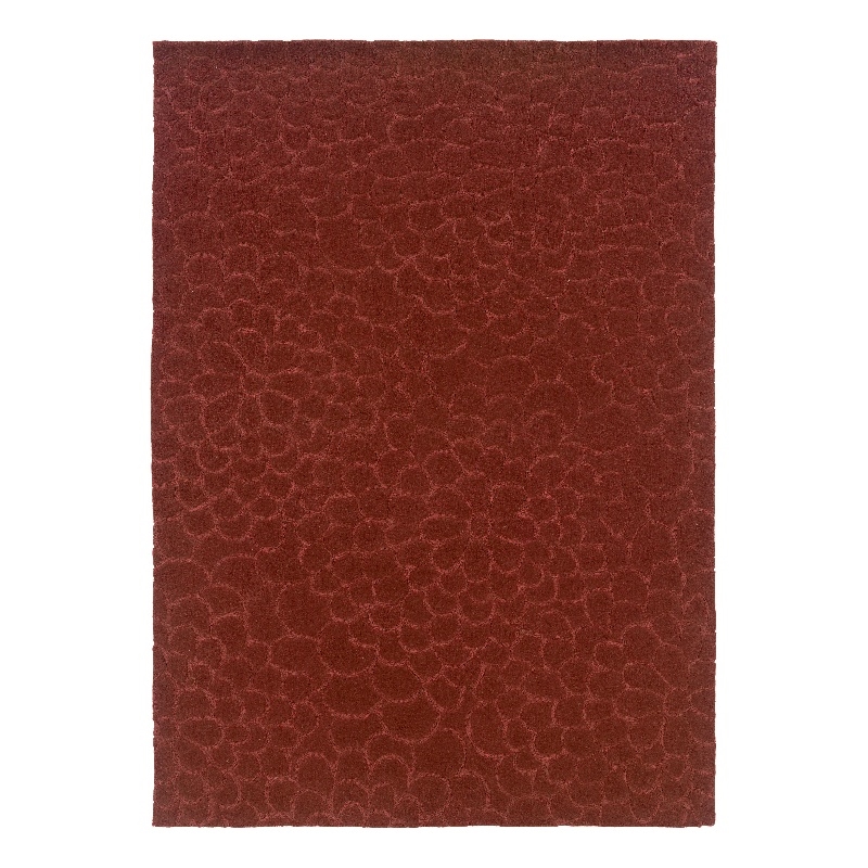 Linon Trio Floral Hand Tufted Polyester 8'x10' Rug in Cinnamon Red