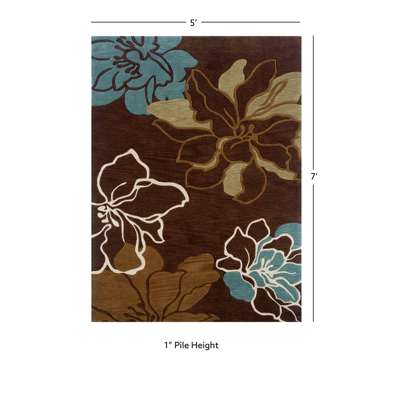 Linon Trio Space Dyed Hand Tufted Polyester 5'x7' Rug in Brown