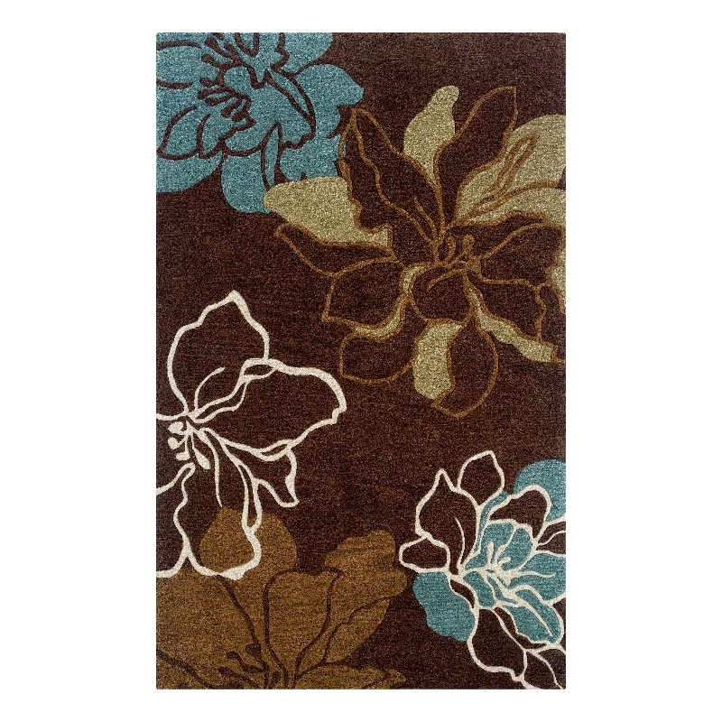 Linon Trio Space Dyed Hand Tufted Polyester 5'x7' Rug in Brown
