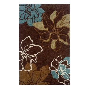 Linon Trio Space Dyed Hand Tufted Polyester 5'x7' Rug in Brown
