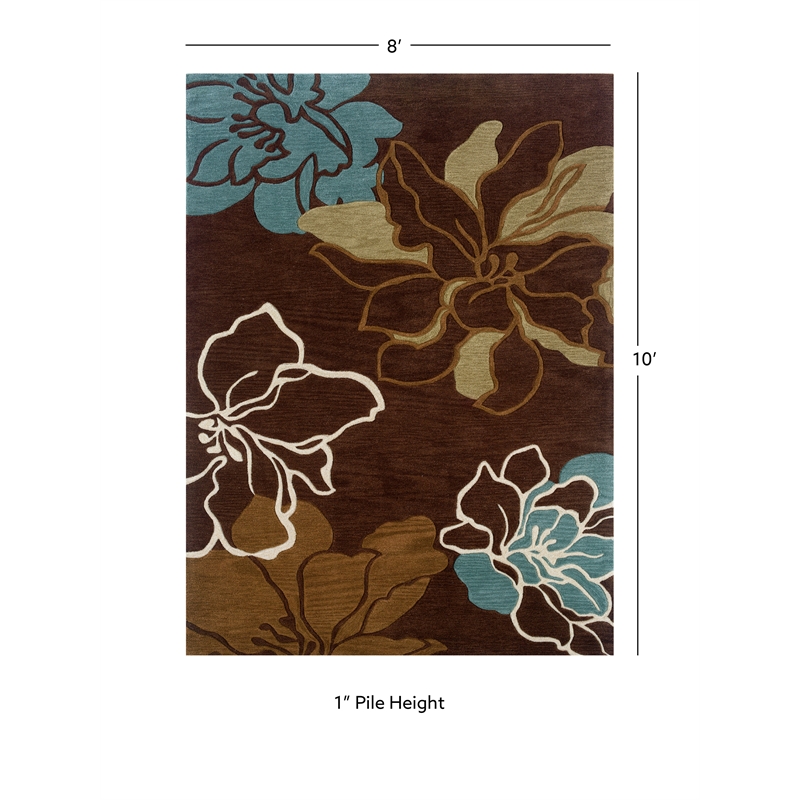 Linon Trio Space Dyed Hand Tufted Polyester 8'x10' Rug in Brown