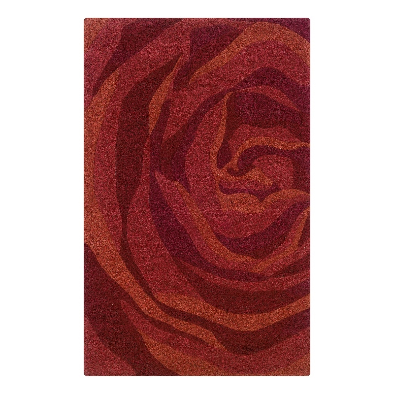 Linon Trio Roslyn Hand Tufted Polyester 5'x7' Rug in Brick Red