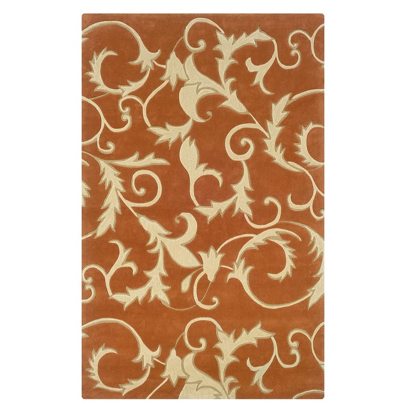 Linon Trio Harper Hand Tufted Polyester 5'x7' Rug in Pumpkin Orange