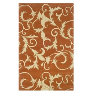 Linon Trio Harper Hand Tufted Polyester 5'x7' Rug in Pumpkin Orange