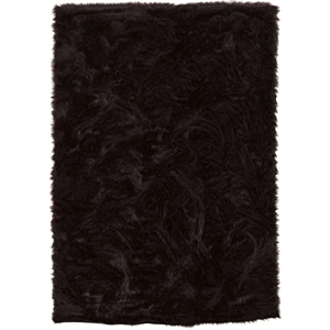 linon shep faux fur tufted acrylic 5'x7' rug in brown