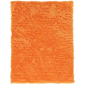 linon shep faux fur tufted acrylic 3'x5' rug in orange