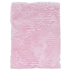 linon shep faux fur tufted acrylic 3'x5' rug in pink