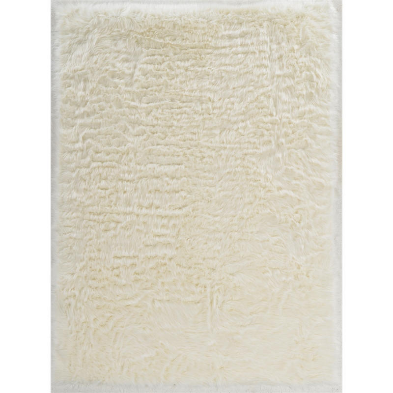 Linon Shep Faux Fur Tufted Acrylic 3'x5' Rug in White