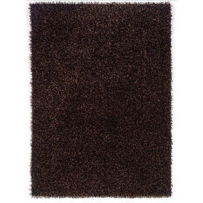 Linon Confetti Shag Hand Tufted Polyester 8'x10' Rug in Brown