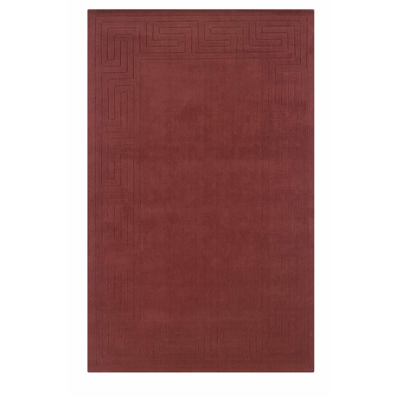 Linon Classic Greek Key Hand Woven Wool 8'x11' Rug in Cinnabar Red