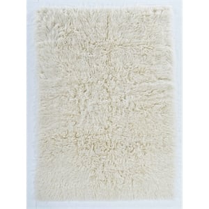 Linon 3A Flokati Hand Woven Wool 3'x5' Rug in Natural