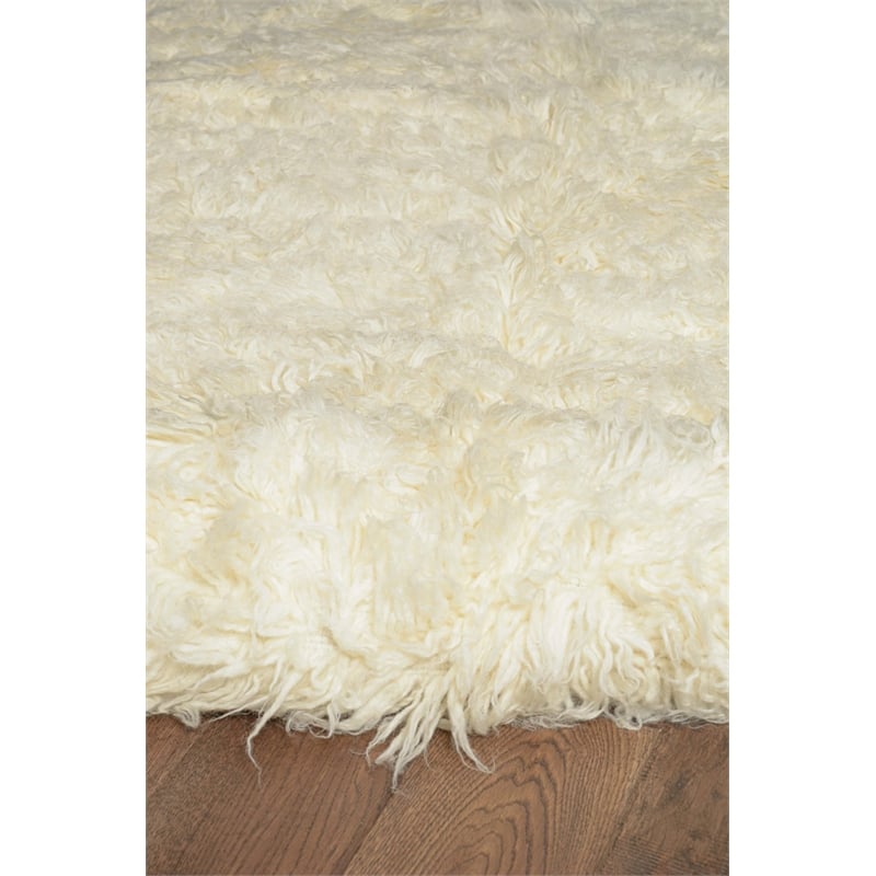Linon 3A Flokati Hand Woven Wool 7'x10' Rug in Natural