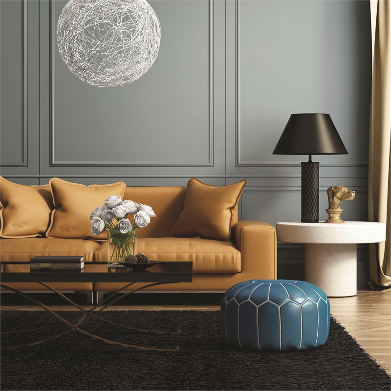 Linon New Flokati Hand Woven Wool 5'x8' Rug in Black