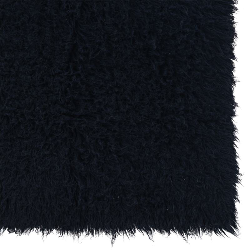 Linon New Flokati Hand Woven Wool 5'x8' Rug in Black