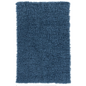 Linon New Flokati Hand Woven Wool 3'6&quotx5'6&quot Rug in Denim Blue